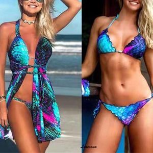 3 Pieces Sexy Bikini + Kimono Set Swimsuit Beach